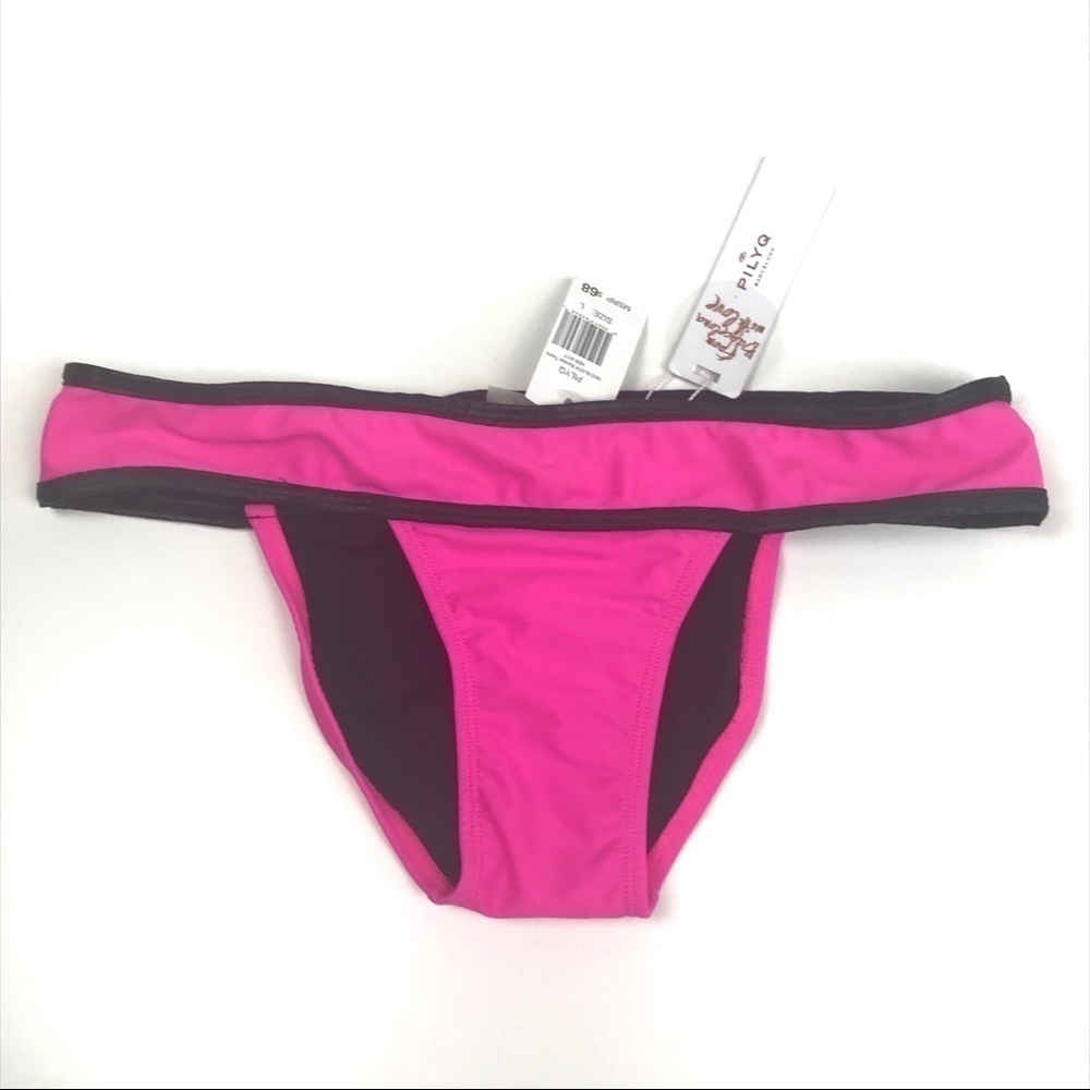 PilyQ Colorblock Hot Pink Swim Bikini Bottom Large